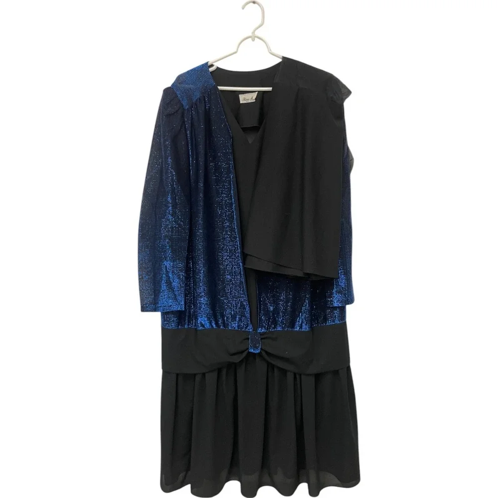 Risa Ann New York 2 Pc Set Dress Multicolor Womens 2XL Metallic‎ Drop Waist
